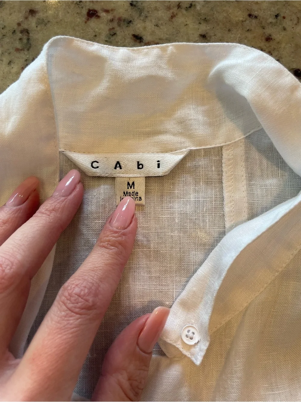 CAbi White Linen Swim Coverup/shirtdress Button-Front M